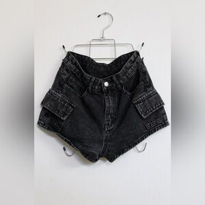 Black Denim Cargo Shorts